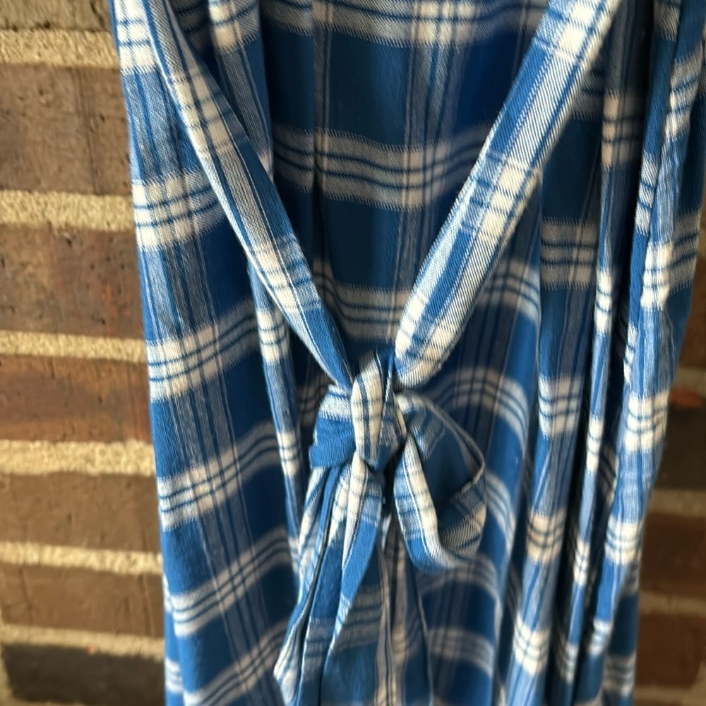 Womens Old Navy Tank Dress, Blue, Small Petite, Plaid, Petite - Picture 5 of 7